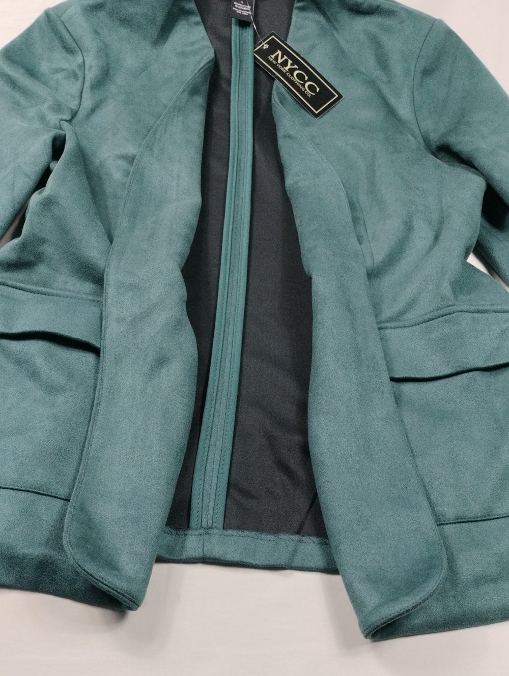 NWT New York & Company Teal Open-Front Women's Blazer Size Large - Picture 6 of 11